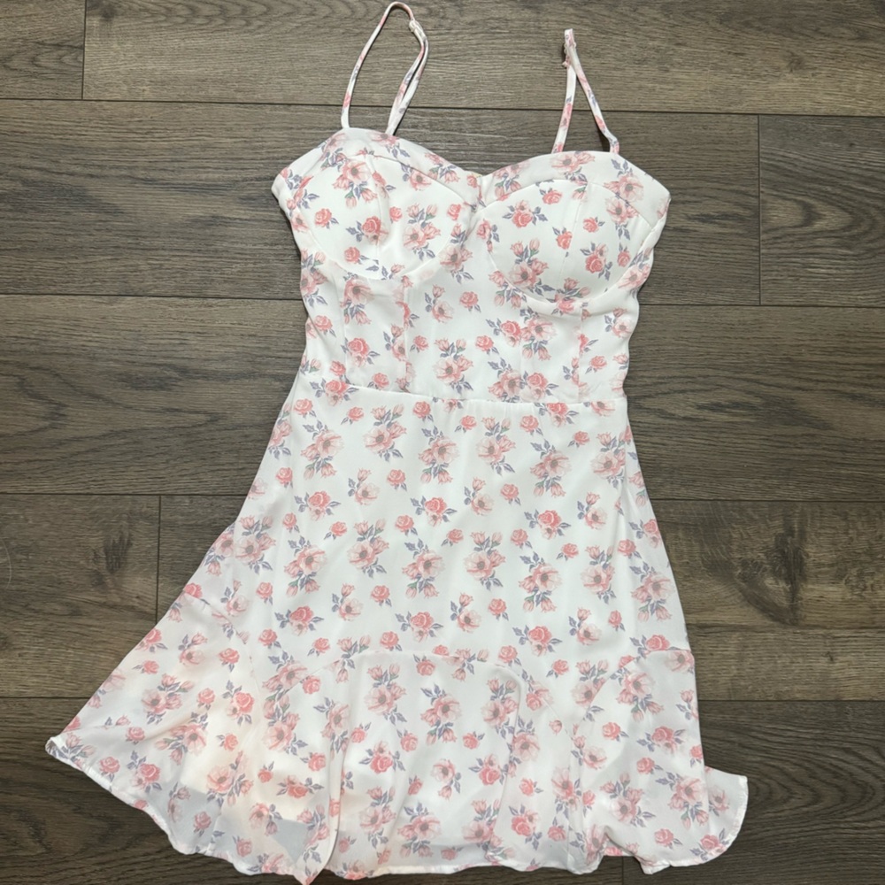 Altar'd State Floral Mini Dress - Pink and White
